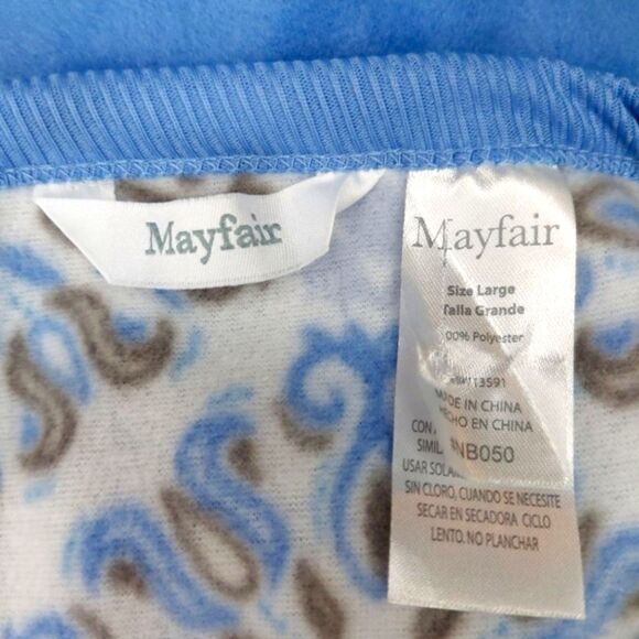 NWOT Mayfair Cobalt Blue Micro-Fleece Henley Pajama Top Sz L - Soft Warm & Cozy! - Picture 6 of 10